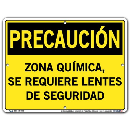 Vestil Aluminum Sign, 9-1/2" Height, 12-1/2" Width, Aluminum, Rectangle, Spanish SI-C-70-B-AL-040-S